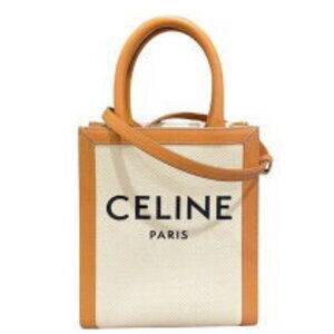 Celine Vertical Cabas natural tan canvas leather